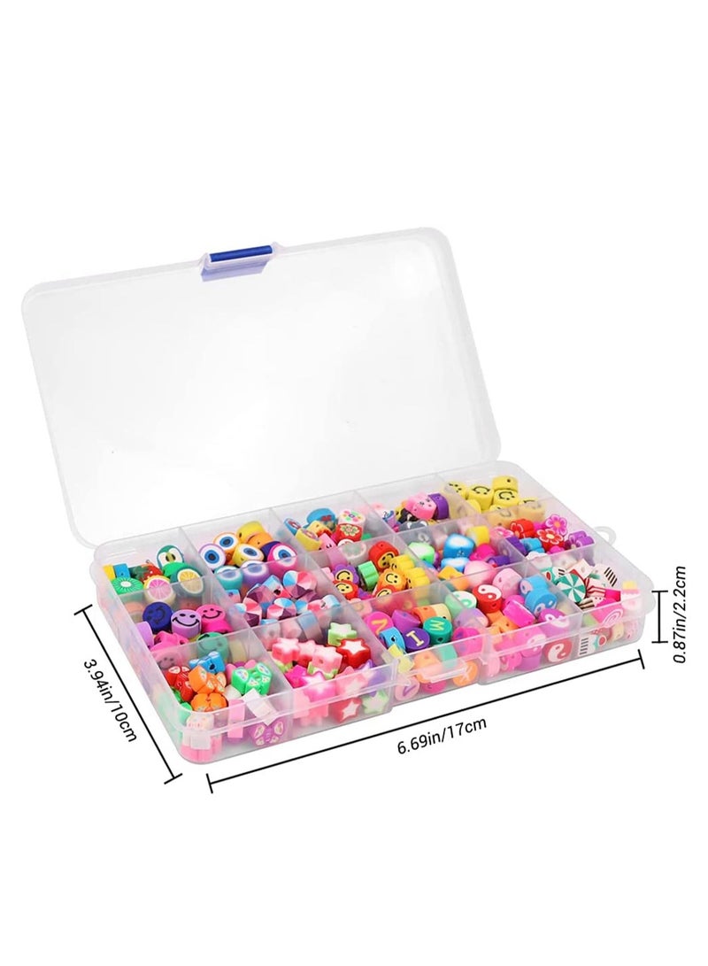 KASTWAVE Handmade Polymer Clay Beads 300PCS Fruit Smiley Beads 15 Styles Flower Letter Soft Beads for Women Girls Jewelry Making DIY Bracelet Necklace Earring Accessories with 4m Crystal Elastic String  - Image 4