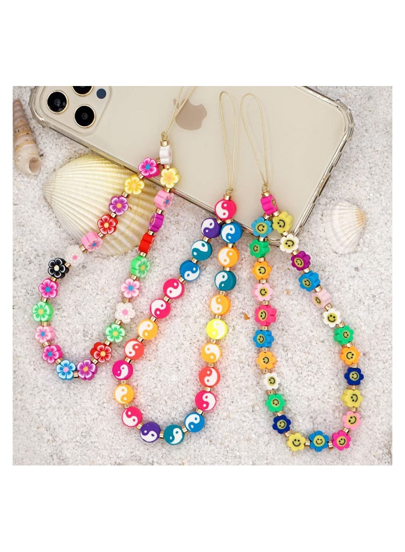 KASTWAVE Handmade Polymer Clay Beads 300PCS Fruit Smiley Beads 15 Styles Flower Letter Soft Beads for Women Girls Jewelry Making DIY Bracelet Necklace Earring Accessories with 4m Crystal Elastic String  - Image 5