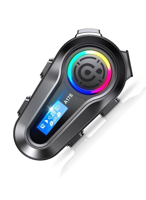 Motorcycle Helmet Bluetooth Headset with 2-Rider Intercom, Noise Cancellation, Music Sharing, Helmet Speakers for Riding, Skiing, and Climbing - Wireless Communication & Hands-Free Headset