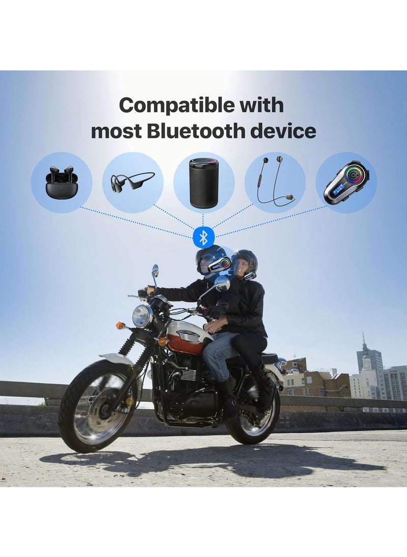Generic - Motorcycle Helmet Bluetooth Headset with 2-Rider Intercom, Noise Cancellation, Music Sharing, Helmet Speakers for Riding, Skiing, and Climbing - Wireless Communication & Hands-Free Headset - Image 1