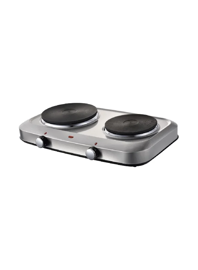 homix 2300W Corrosion Resistant Stainless Steel Double Burner Electric Stove Black and Silver JB-2023S