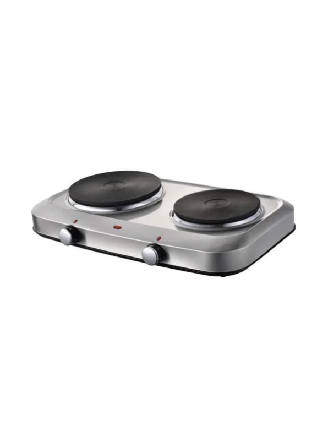 homix 2300W Corrosion Resistant Stainless Steel Double Burner Electric Stove Black and Silver JB-2023S