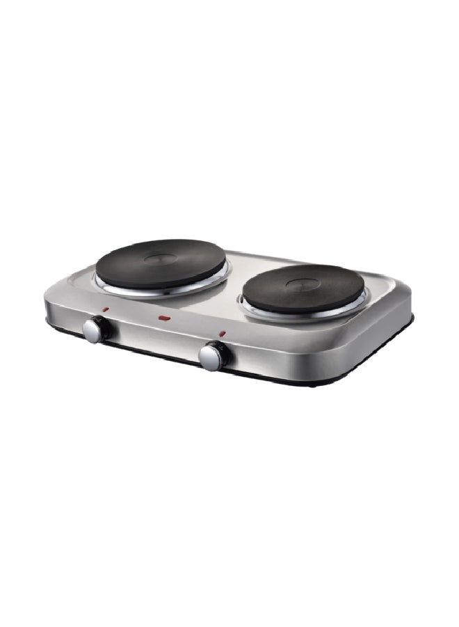 homix 2300W Corrosion Resistant Stainless Steel Double Burner Electric Stove Black and Silver JB-2023S - Image 2