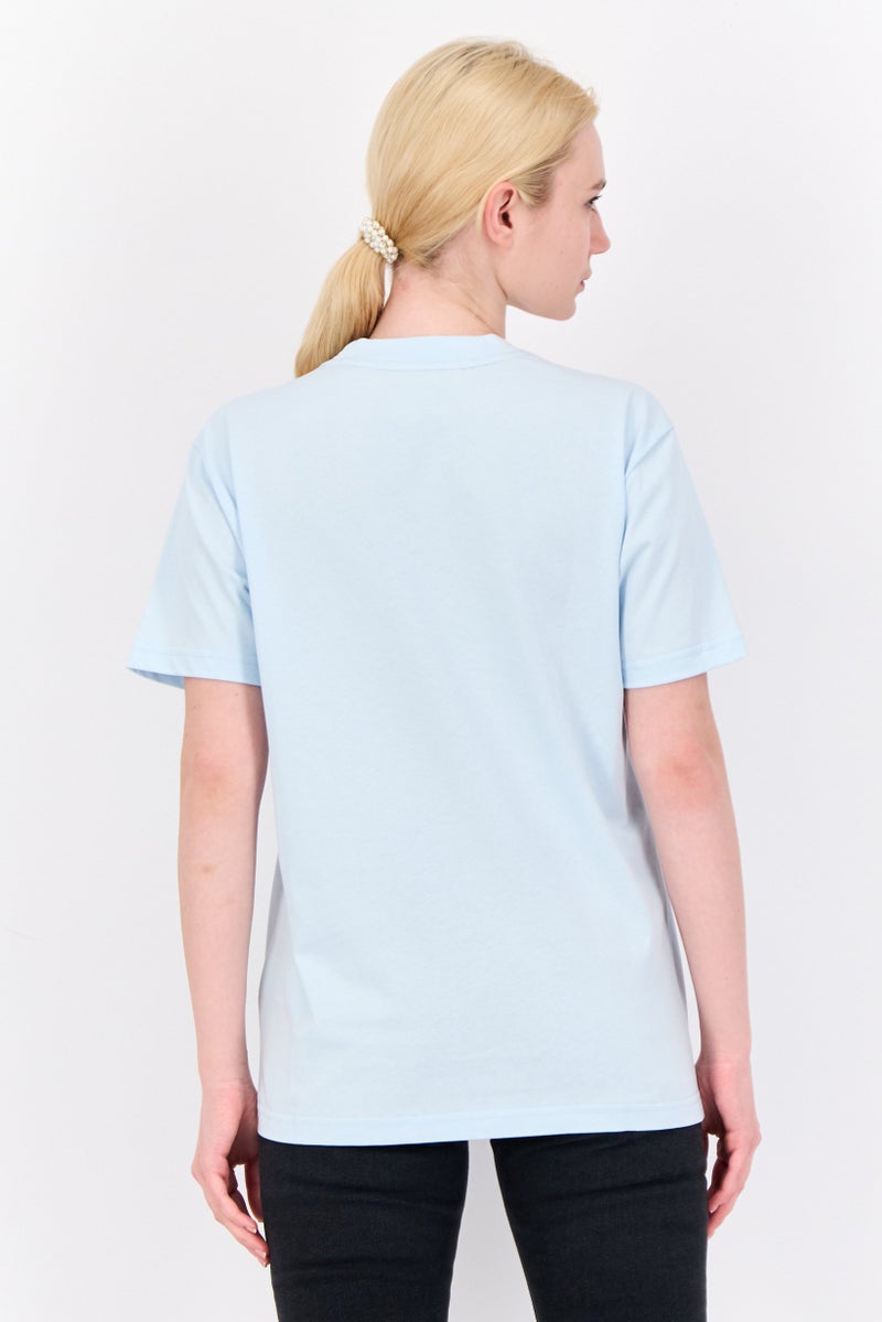 ESPRIT Women Crew Neck Brand Logo Short Sleeves T-shirt, Light Blue - Image 3