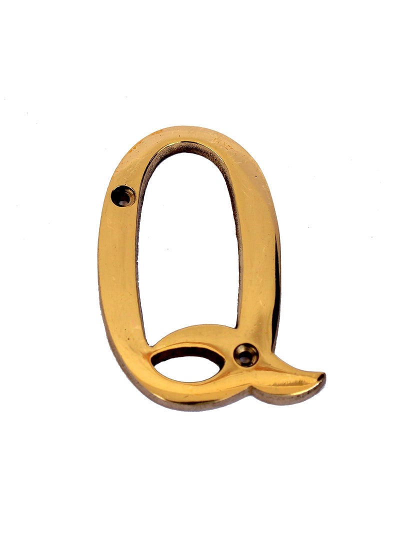 ESPLANADE eSplanade Brass House Hotel Door Name Alphabets Wall Door Plaque Letter Alphabet 3 Inches Golden Q Alphabet  - Image 1