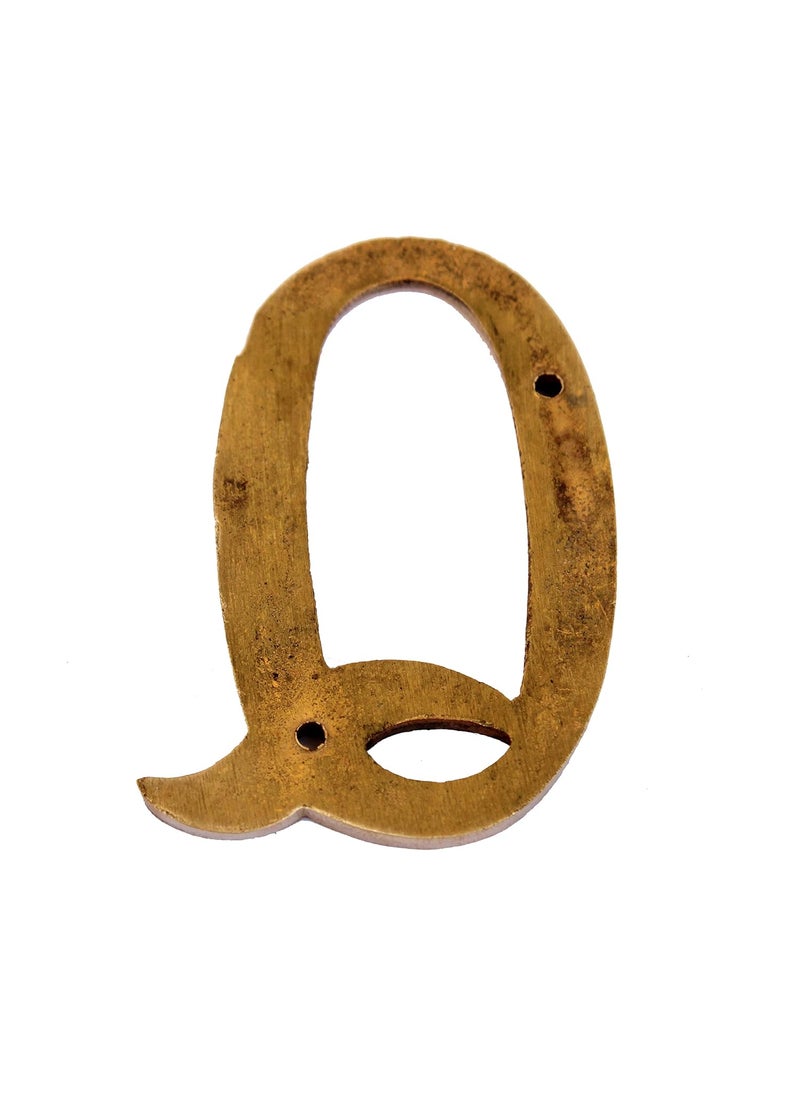 ESPLANADE eSplanade Brass House Hotel Door Name Alphabets Wall Door Plaque Letter Alphabet 3 Inches Golden Q Alphabet  - Image 5