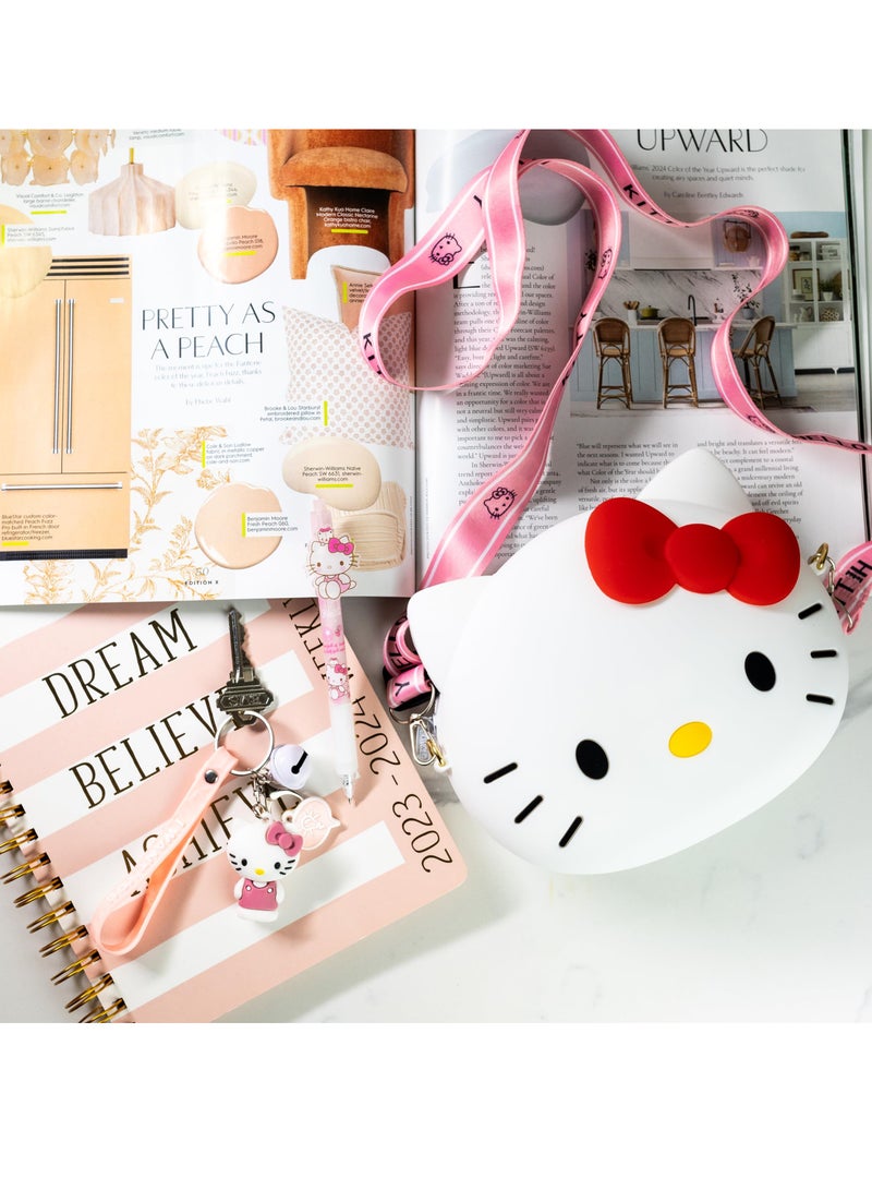 SYOSI Kawaii Purse & Accessories Set 2024 New Cartoon Silicone Coin Purse with Keychain Children's Small Shoulder Bag Kindergarten Girl Baby Outing Mini Storage Bag Compact and Convenient White - Image 5