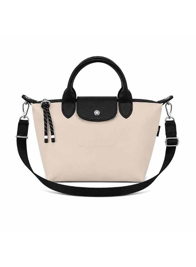 Longchamp Energy Series Mini Handheld & Crossbody Tote Bag, Foldable Water-Repellent Nylon, Cream Off White - Image 1