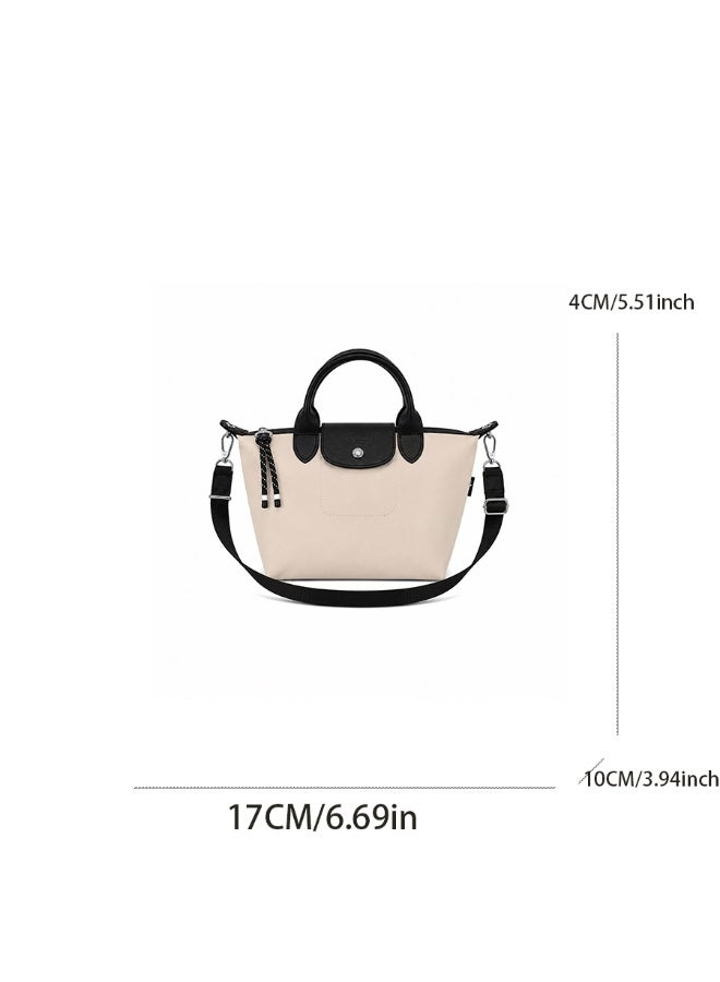 Longchamp Energy Series Mini Handheld & Crossbody Tote Bag, Foldable Water-Repellent Nylon, Cream Off White - Image 2