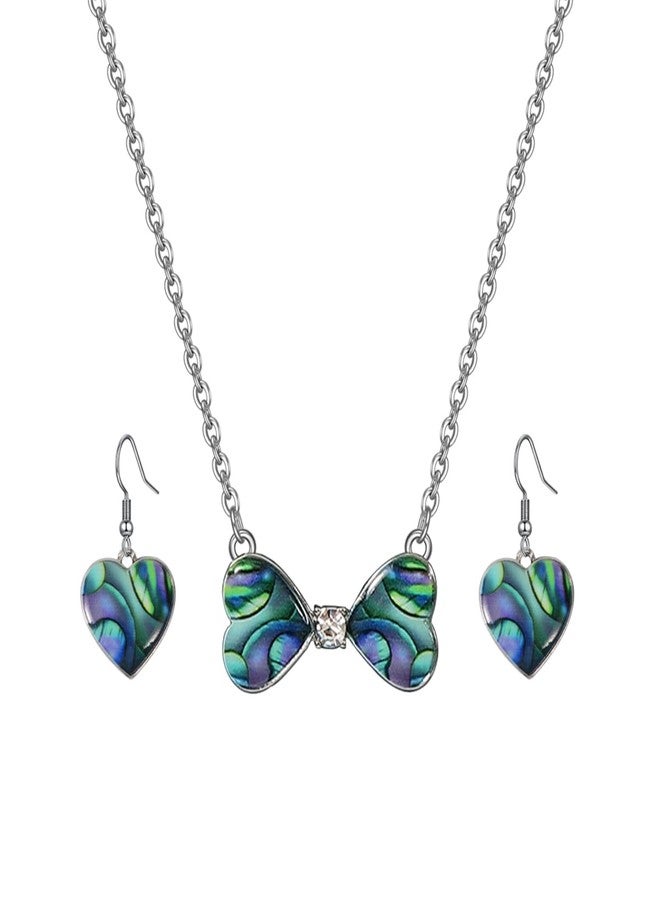 SENFAI Necklace and Earring Sets For Women Dainty Flower Butterfly Bow Earrings Necklaces Wedding Jewelry Set (Love) - Image 1