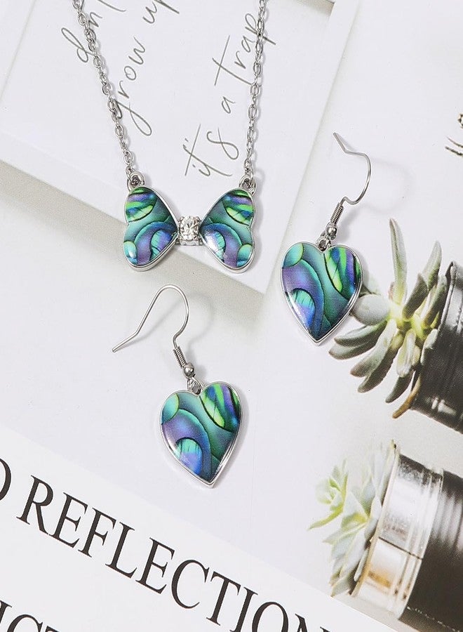 SENFAI Necklace and Earring Sets For Women Dainty Flower Butterfly Bow Earrings Necklaces Wedding Jewelry Set (Love) - Image 2