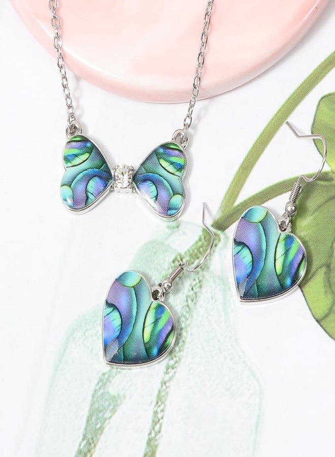 SENFAI Necklace and Earring Sets For Women Dainty Flower Butterfly Bow Earrings Necklaces Wedding Jewelry Set (Love) - Image 3