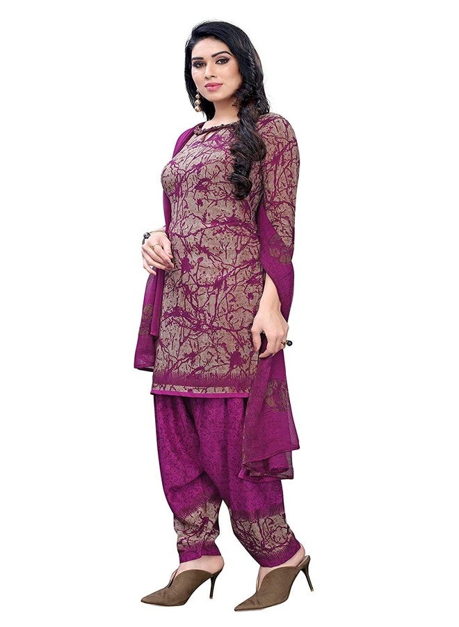 YashikaWomen's Crepe Unstiched Salwar Suit Material (MISHIKA PURPLE_FS Purple Free Size) - Image 3