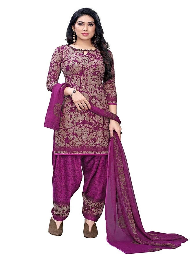 YashikaWomen's Crepe Unstiched Salwar Suit Material (MISHIKA PURPLE_FS Purple Free Size) - Image 1