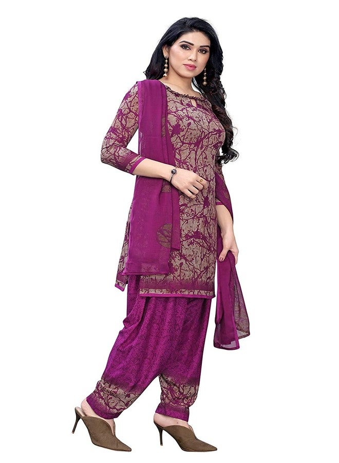 YashikaWomen's Crepe Unstiched Salwar Suit Material (MISHIKA PURPLE_FS Purple Free Size) - Image 2