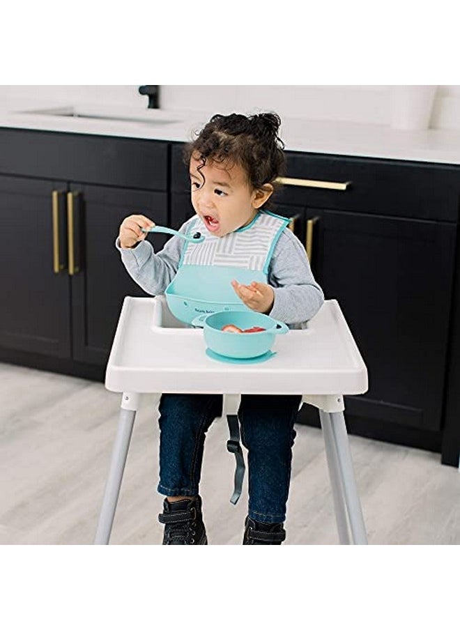 Bazzle Baby - Silicone Bib For Baby With Food Catcher Waterproof Roll Up And Button Feeding Bib For Toddler Eating 2Pk - Image 1