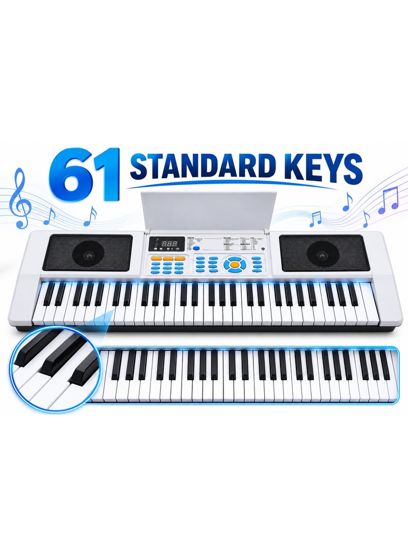 61-Key Electronic Music Keyboard with Microphone, 100 Tones, 100 Rhythms, Recording & Learning Functions - Image 2