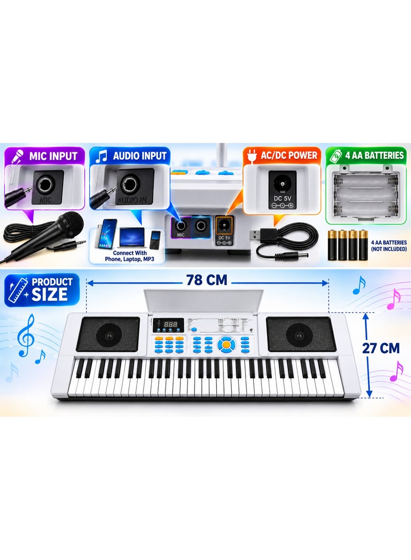 61-Key Electronic Music Keyboard with Microphone, 100 Tones, 100 Rhythms, Recording & Learning Functions - Image 5