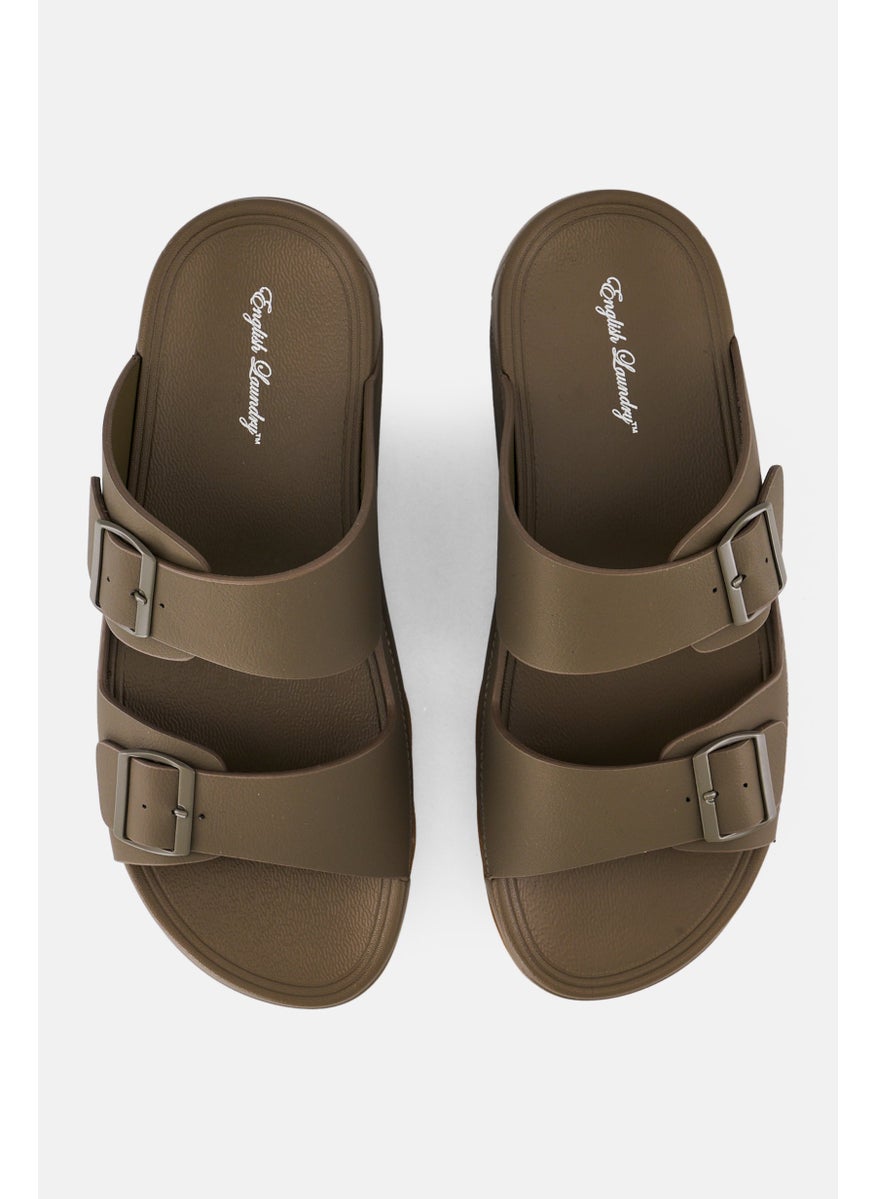 English Laundry Men 2 Strap Slip On Arabic Sandals, Olive  - Image 2