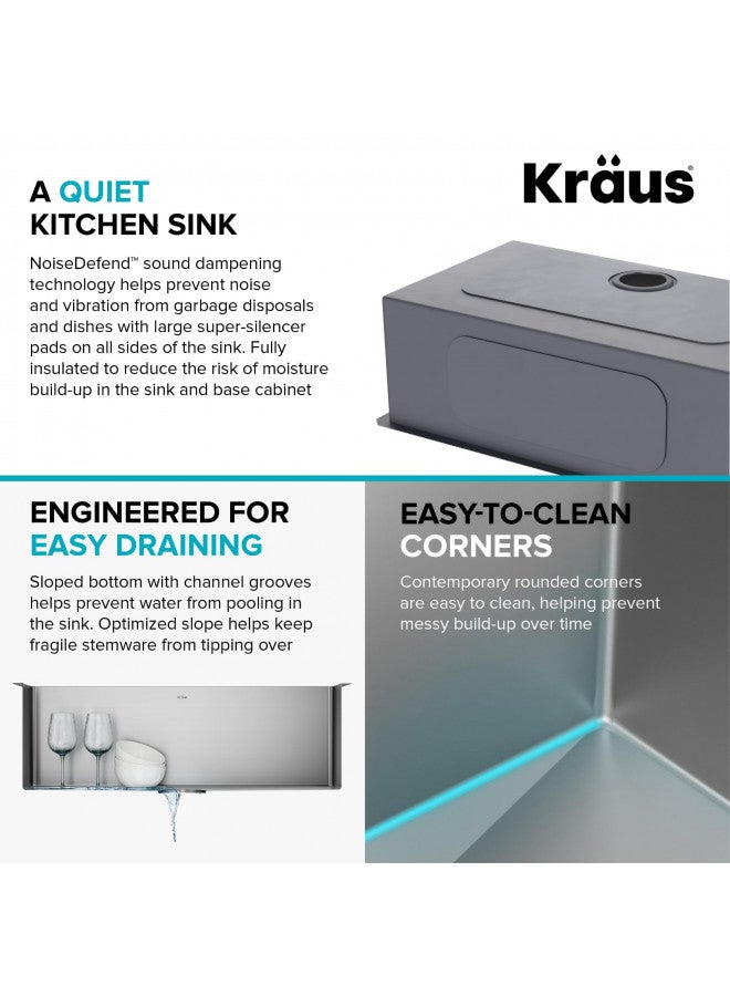 Kraus Kraus KHU100-32 Standart PRO 16 Gauge Undermount Single Bowl Stainless Steel Kitchen Sink, 32 Inch  - Image 5