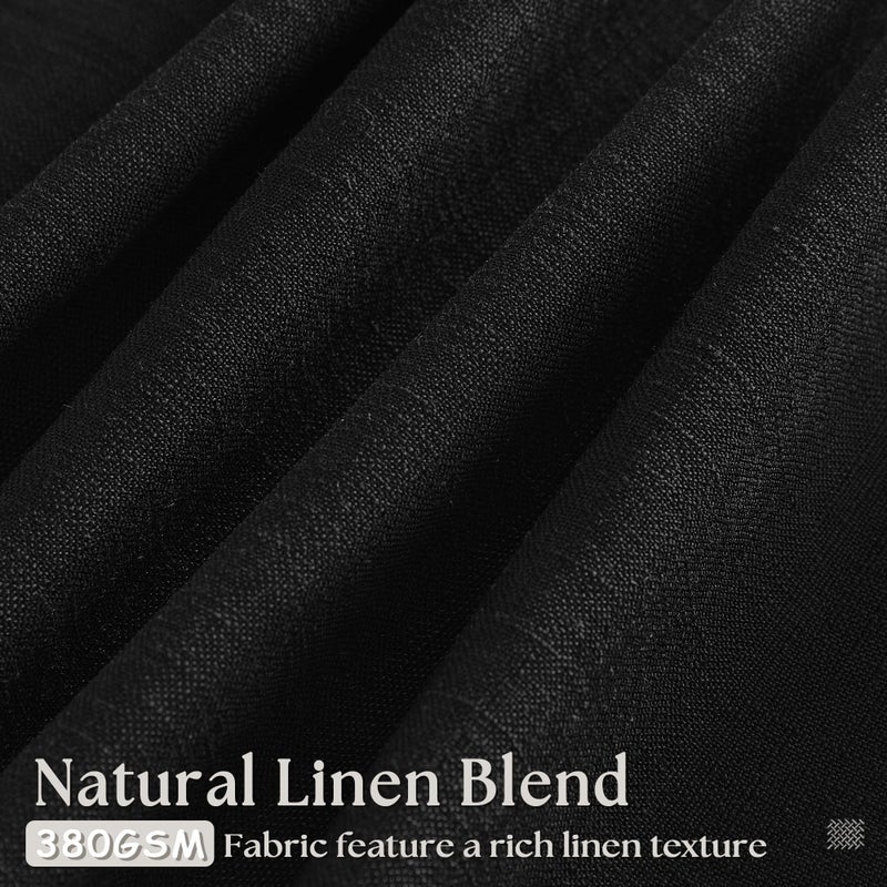TWODRAPES Black Linen Semi Sheer Curtains 90 Inches Long for Living Room Bedroom Light Filtering Black Textured Burlap Pinch Pleated Curtains 90 Length Hooks Rings Back Tab for Sliding Door 2 Panels - Image 3