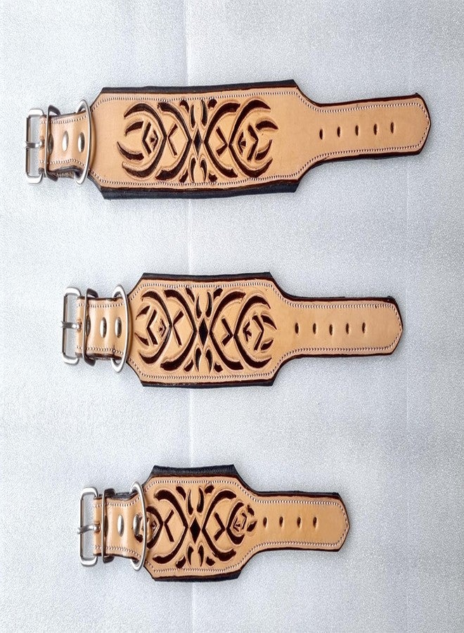 Dog Collar Genuine Leather Padded Adjustable Heavy Duty Floral Hand Tooled Puppy Pet Collar FBA-LDC-009 (Small) - Image 1