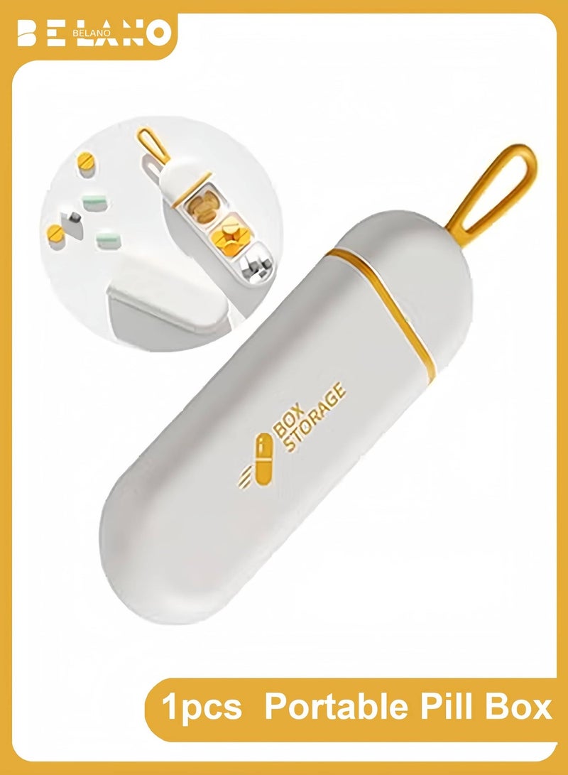 BELANO Travel Pill Organizer Box with 3 Compartments, Waterproof and BPA-Free Mini Pill Case for Daily Use and Travel –WHITE/ORANGE - Image 1