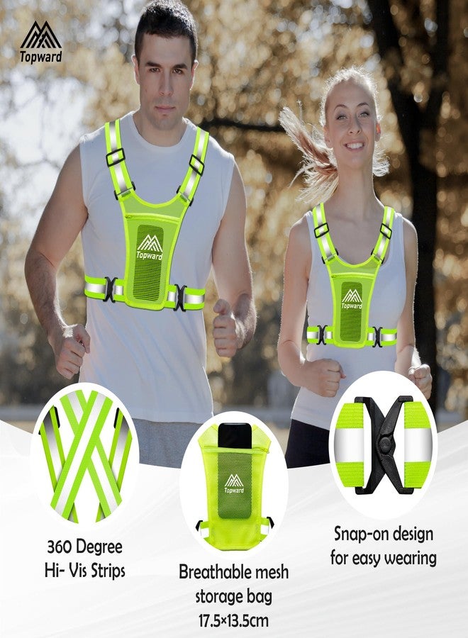 Topward Running Vest Chest Phone Holder for Women Men, Reflective Vest Safety Gear for Dog Walking Cycling - Adjustable Waist/Shoulder - Image 2