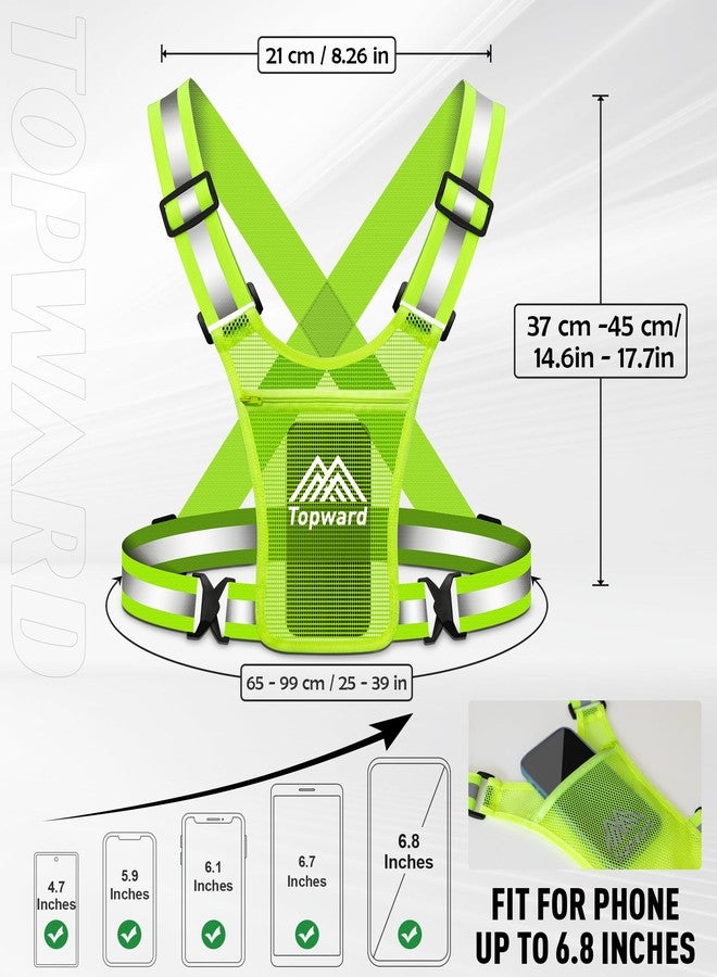 Topward Running Vest Chest Phone Holder for Women Men, Reflective Vest Safety Gear for Dog Walking Cycling - Adjustable Waist/Shoulder - Image 5