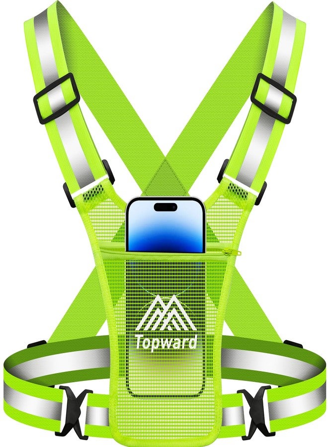 Topward Running Vest Chest Phone Holder for Women Men, Reflective Vest Safety Gear for Dog Walking Cycling - Adjustable Waist/Shoulder - Image 1