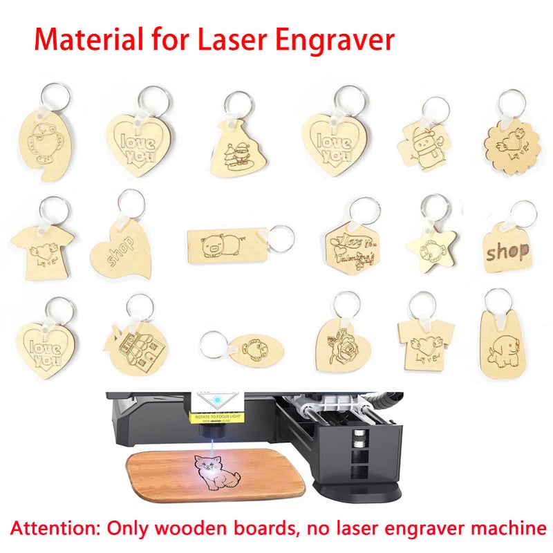 30pcs Blank Wooden Key Chains Unfinished Wood Crafts Blanks Pendant for Engraving DIY Material Craft Wedding Birthday Christmas Ornament Decor Accessories Gift(Styles shipped randomly) - Image 4