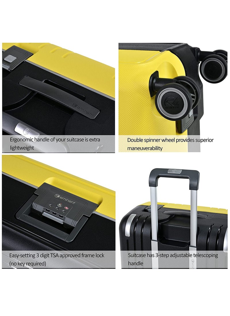 eminent - Vertica Hard Case Luggage Trolley Polypropylene Lightweight 4 Quiet Double Spinner Wheels With Tsa Lock B0006M Yellow Black - Image 1