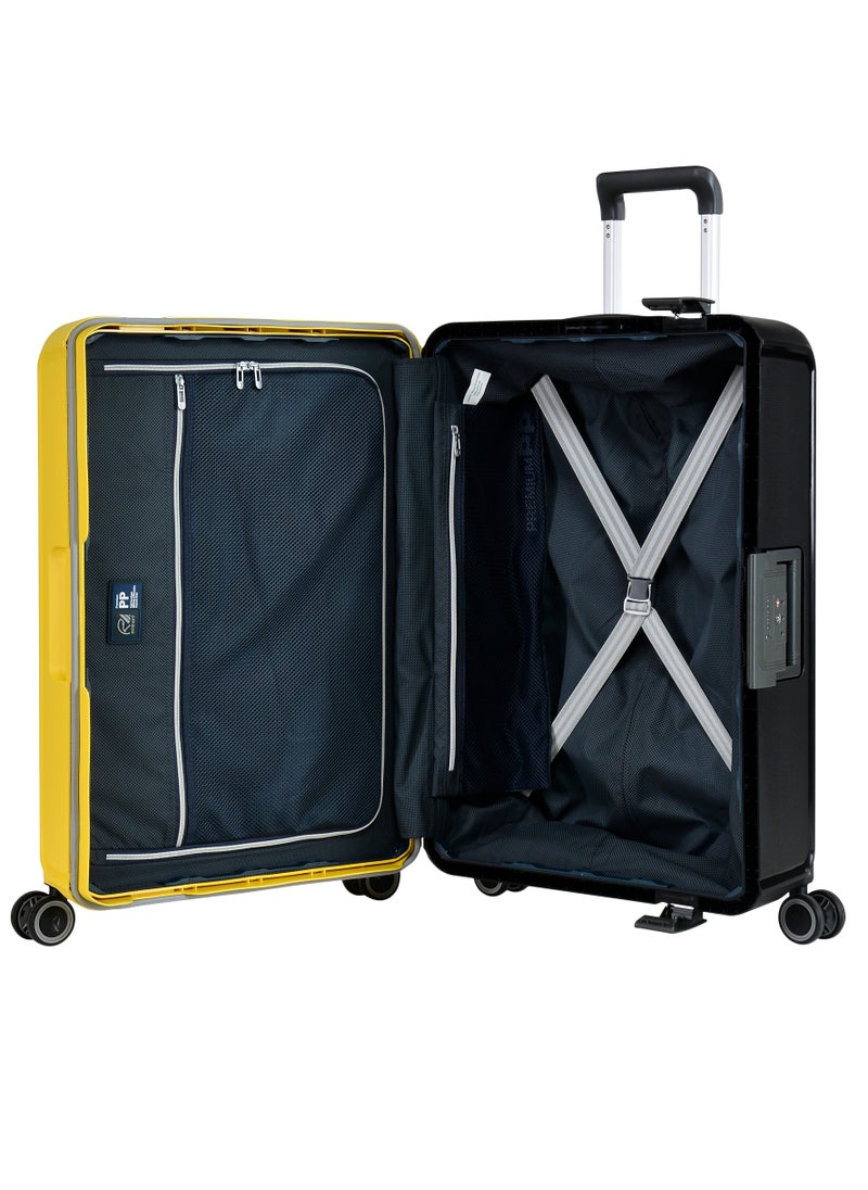 eminent - Vertica Hard Case Luggage Trolley Polypropylene Lightweight 4 Quiet Double Spinner Wheels With Tsa Lock B0006M Yellow Black - Image 1
