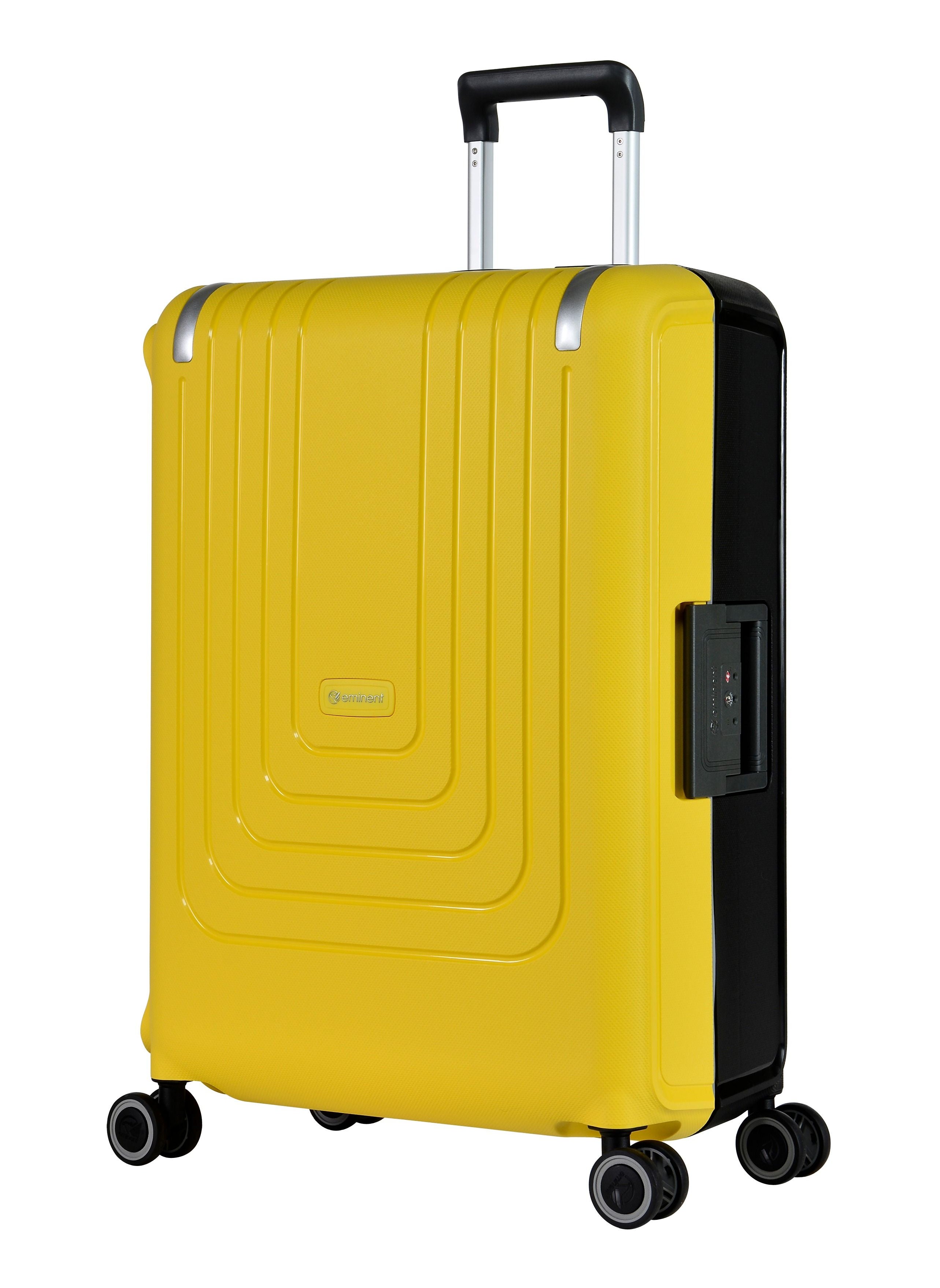 eminent Vertica Hard Case Luggage Trolley Polypropylene Lightweight 4 Quiet Double Spinner Wheels With Tsa Lock B0006M Yellow Black 