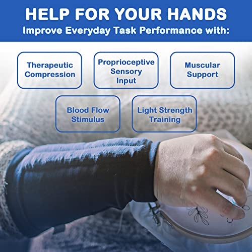 HandiThings Weighted Forearm Compression Sleeve – Proprioceptive Arm Weight for Tremor Control, Strength/Movement Assistance (Arm Weight LRG) (PLEASE SEE SIZING CHART AND VIDEO TO FIND THE CORRECT SIZE BEFORE ORDERING) - Image 3