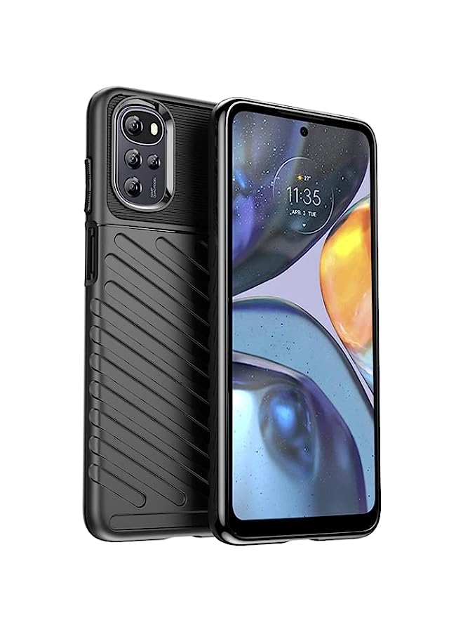 HuHa Case Cover Compatible For Motorola Moto E32 India Thunderbolt Shockproof TPU Protective Soft Phone Case Black