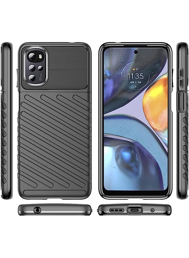 HuHa Case Cover Compatible For Motorola Moto E32 India Thunderbolt Shockproof TPU Protective Soft Phone Case Black