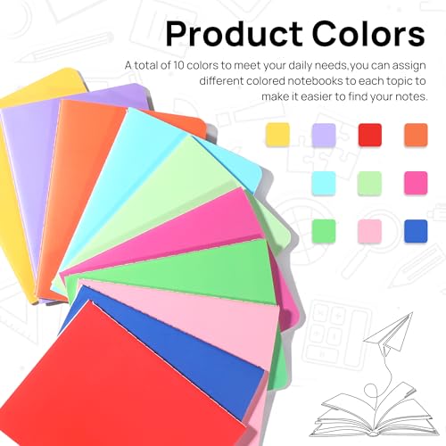 miikoul 100 Pack Small Colorful Blank Notebook Bulk,A6 Pocket Notepads Mini Journal Set for Student Traveler Office Back to School Supplies, 5.5" X 4", 30 Sheets/60 Pages,10 Colors - Image 4
