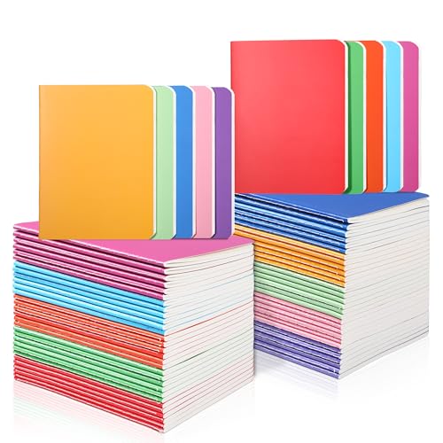 miikoul 100 Pack Small Colorful Blank Notebook Bulk,A6 Pocket Notepads Mini Journal Set for Student Traveler Office Back to School Supplies, 5.5" X 4", 30 Sheets/60 Pages,10 Colors - Image 1