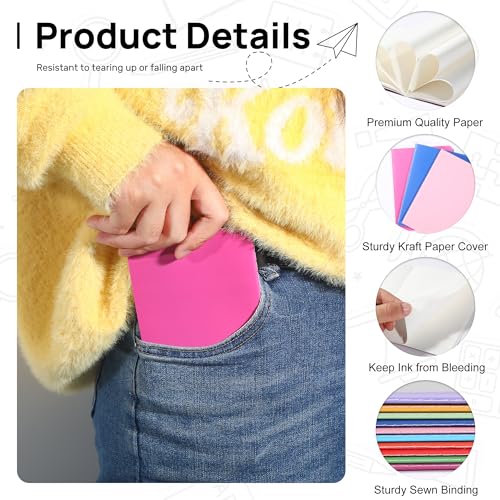 miikoul 100 Pack Small Colorful Blank Notebook Bulk,A6 Pocket Notepads Mini Journal Set for Student Traveler Office Back to School Supplies, 5.5" X 4", 30 Sheets/60 Pages,10 Colors - Image 3