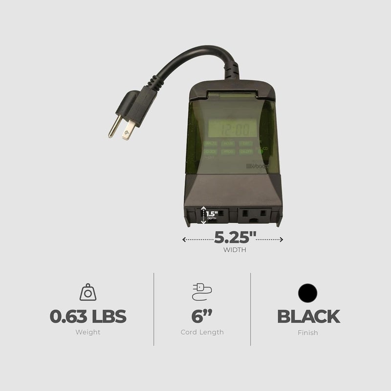 Woods 50014WD Outdoor 7-Day Digital Plug-In Timer with 2 Grounded Outlets - Image 4