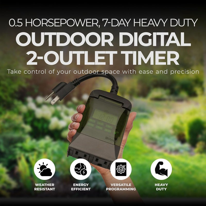 Woods 50014WD Outdoor 7-Day Digital Plug-In Timer with 2 Grounded Outlets - Image 3