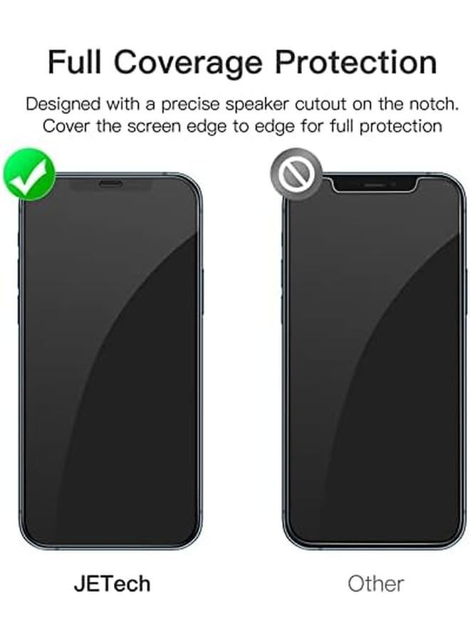 جي تيك واقي شاشة بتغطية كاملة لهاتف آيفون 12 برو ماكس مقاس 6.7 بوصة بحافة سوداء من الزجاج المقوى مع أداة تثبيت سهلة، عبوة من 3 قطع شفافة عالية الدقة - Image 2