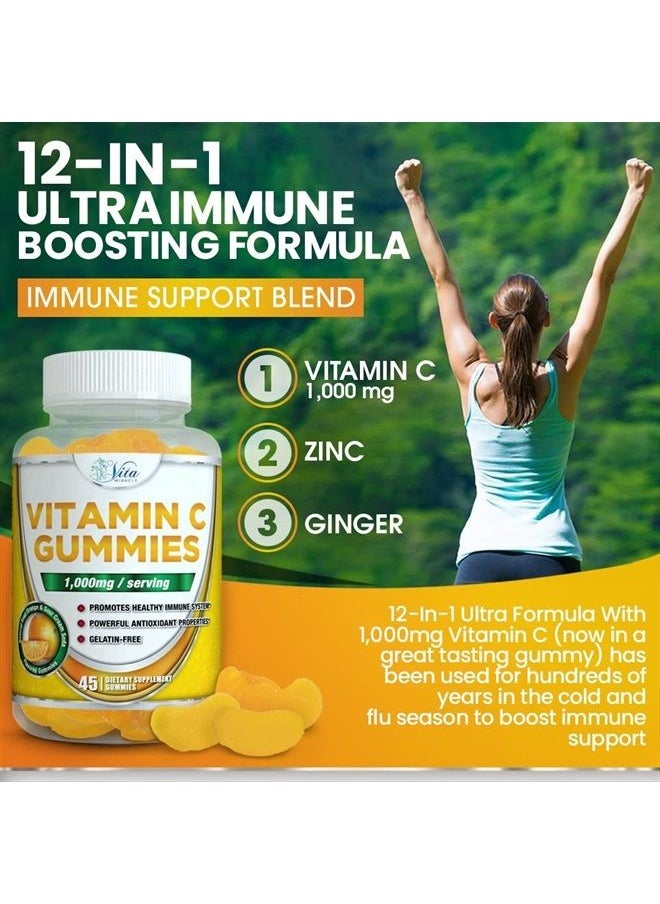 Vita Miracle - Vitamin C Gummies 1000mg for Adults and Kids Tasty Chewable VIT C Gummy Vitamins Everyone Will Love Adult, Children - Orange Flavored Organic Vitamin C Gummy May Boost The Immune System - Image 1