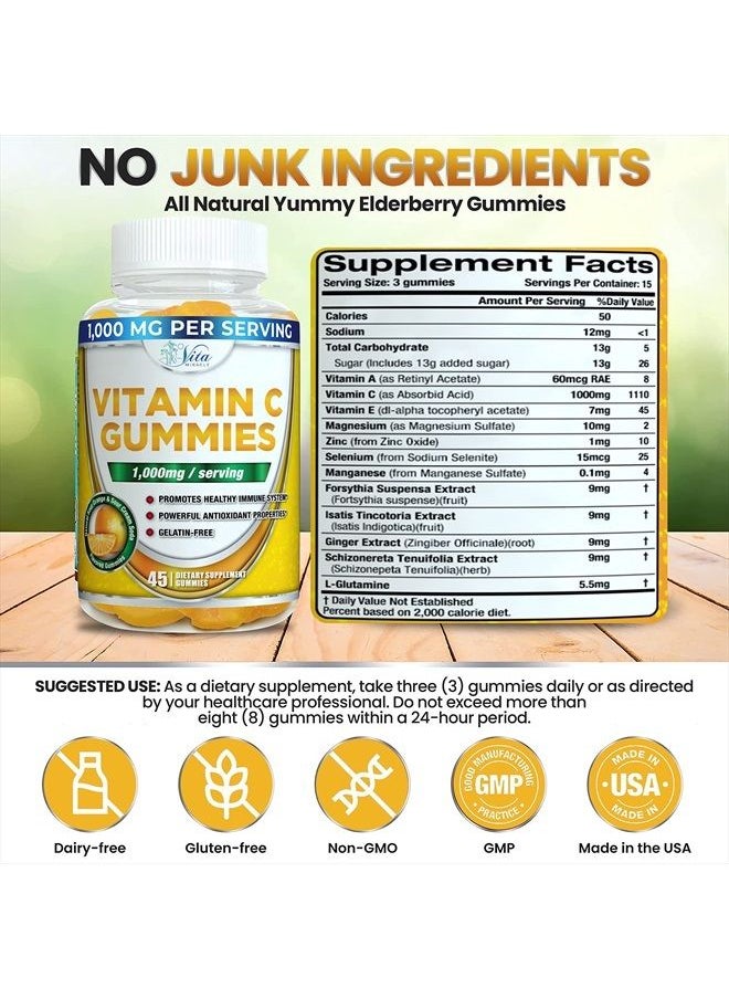 Vita Miracle - Vitamin C Gummies 1000mg for Adults and Kids Tasty Chewable VIT C Gummy Vitamins Everyone Will Love Adult, Children - Orange Flavored Organic Vitamin C Gummy May Boost The Immune System - Image 1