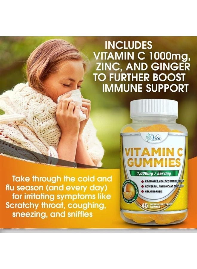 Vita Miracle - Vitamin C Gummies 1000mg for Adults and Kids Tasty Chewable VIT C Gummy Vitamins Everyone Will Love Adult, Children - Orange Flavored Organic Vitamin C Gummy May Boost The Immune System - Image 1