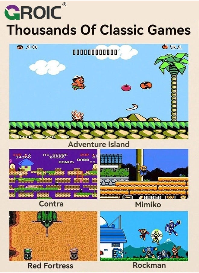 Green Handheld Game Console, 3.5 Inch IPS Screen with 6000mAh Battery, Linux System RK3326S Chips Portable Retro Nostalgic Built-in TF Card 8000+ Classic Games