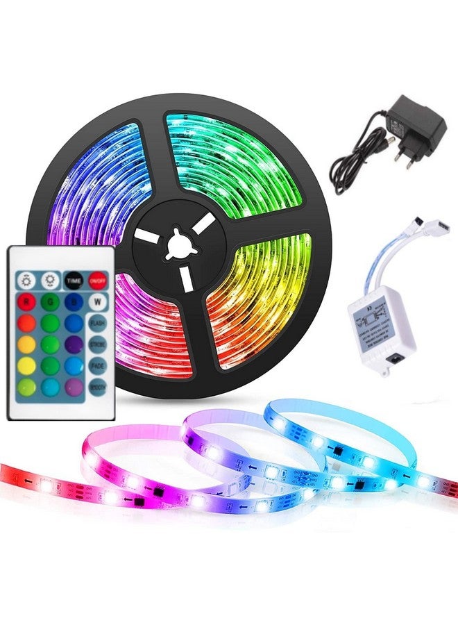 FLYNGO FLYNGO 5 Meter 5050 LED Strip Lights, 300 Led RGB Strip Light with Adaptor, Operated with 16 Modes Remote Controller Multicolor LED Lights for Home Decoration, Diwali, Ceiling, TV (RBG)  - Image 1