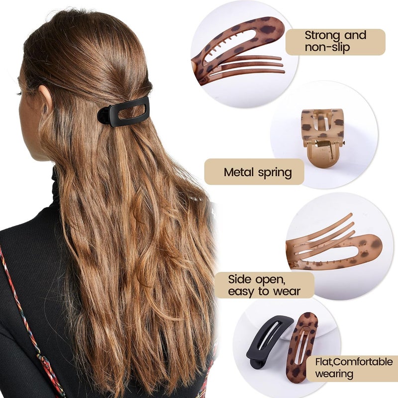 Cptots Practical design alternatives 8 Pcs Large Lay Flat Claw Clips for Women French Side Slide Barrettes for Thick Thin Hair Rectangle Alligator Hair Accessories,Black Tortoiseshell Hanging space save - Image 4