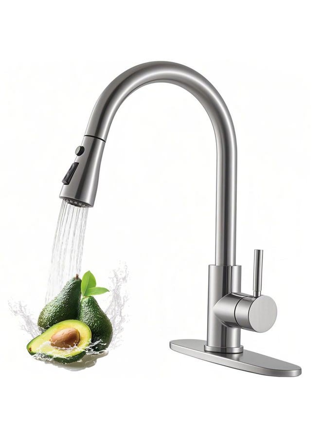 VAPSINT Kitchen Faucets, Kitchen Faucet with Pull Down Sprayer, High Arc Single Handle Pull Out Kitchen Faucets, Commercial Brushed Nickel Kitchen Sink Faucets for Farmhouse Rv Camper Laundry Bar - Image 1
